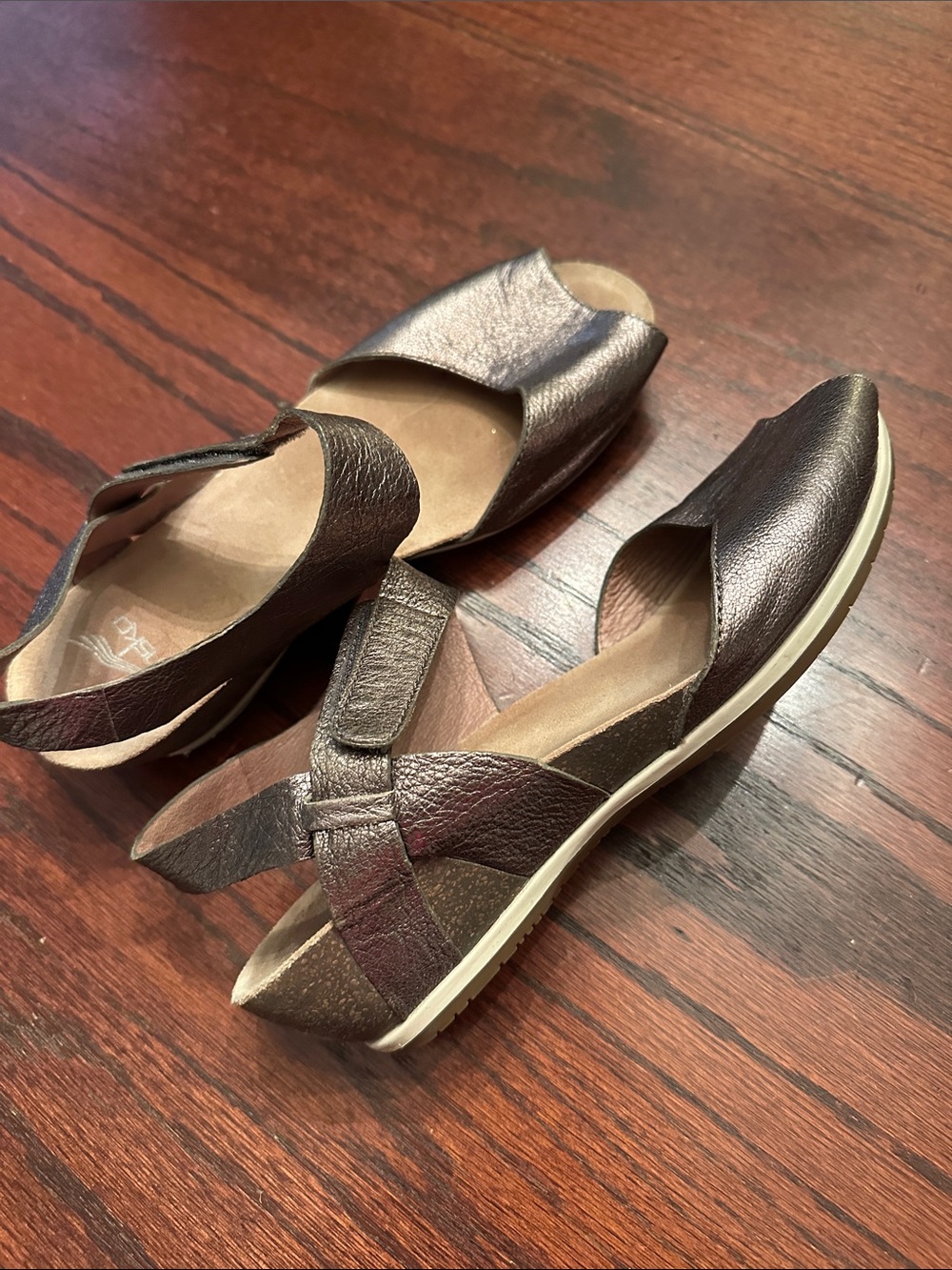 Dansko Metallic Brown Peep-Toe Slingback Sandals | 7 - Picture 6 of 10